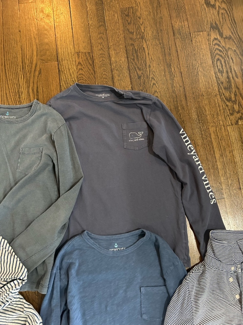 Vineyard Vines Kids Long-Sleeve Tops in Navy, Blue, Gray & Stripe - Picture 8 of 9